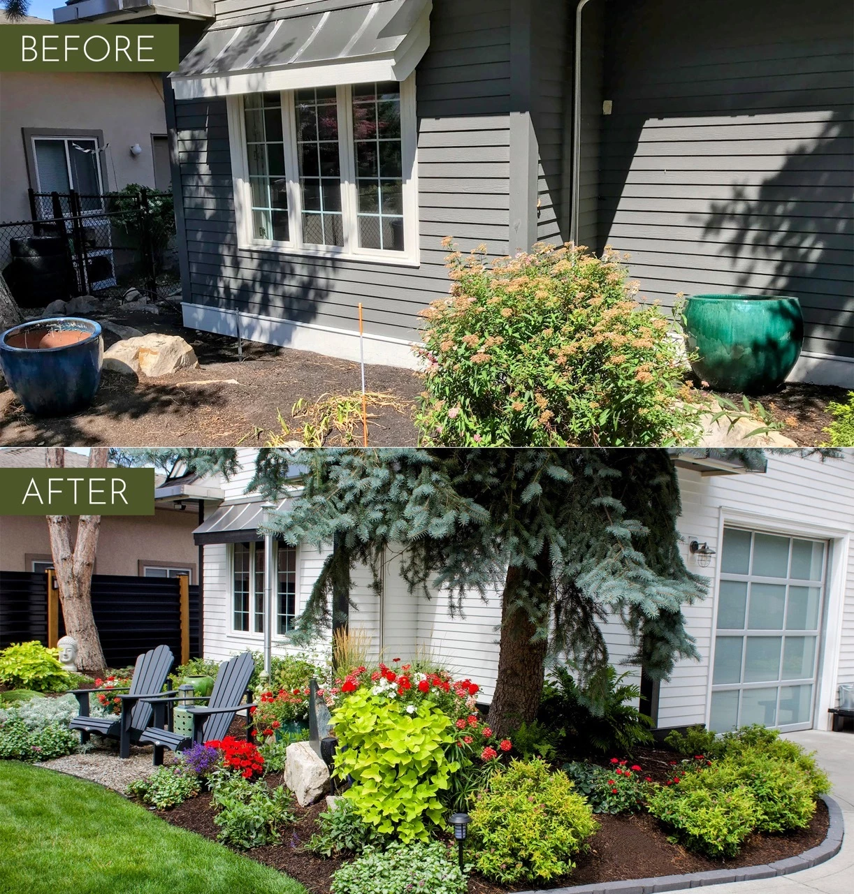 There's nothing like some bright flora and outdoor seating to amp up the coziness of your home's garden.
